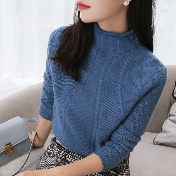 

100% pure goat cashmere knitted sweater women turtleneck pullover 5colors female winter fashion clothes girls, White;black