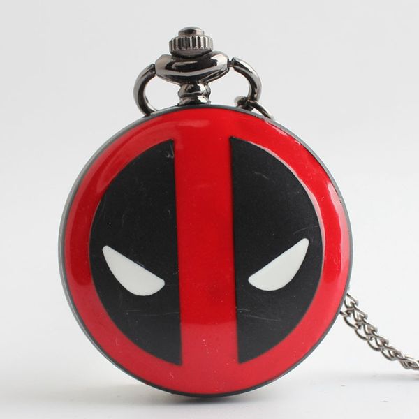 

black deadpool quartz pocket watches necklace pendant women men's gifts fob watches, Slivery;golden