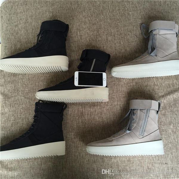 

2019 Лучший FOG Качество Страх Божий Топ Розовые военные кроссовки Hight Army Boots Мужская