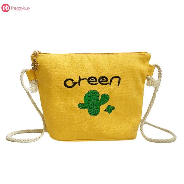 

fashion unique creative cute cactus canvas mini shoulder bag casual women girls crossbody messenger bags easy to carry bolsa