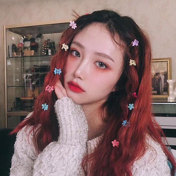 

10-100 pcs/box children cartoon hair accessories colorful flower hair claw mini hairpins girls rabbit crown hair clips headdress, Slivery;white