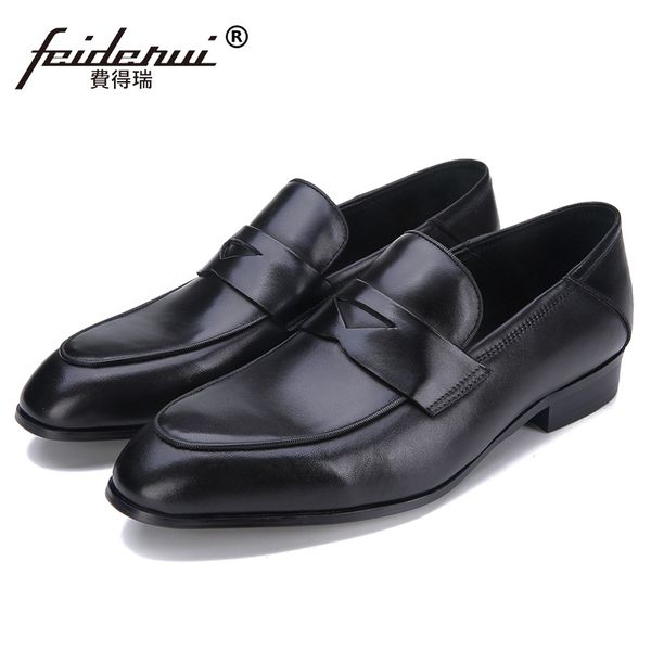 

italian pointe toe slip on man casual shoes genuine leather male office loafers men's formal dress flats js234, Black