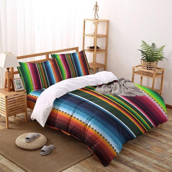 

mexican stripes colorful stripes printed bedding sets duvet cover set pillowcase bed sets home bedclothes bed linen