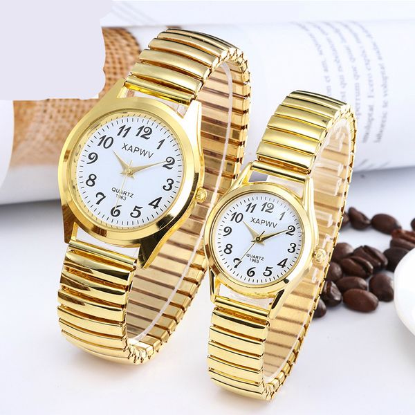 

classic elastic band men's and women's watches casual steel belt watch couple watches quartz wrist watch, Slivery;brown
