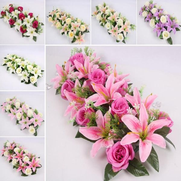 

artificial flower row arch flower wall lily arch high imitation rose diy wedding road lead party christmas decor high-grade silk