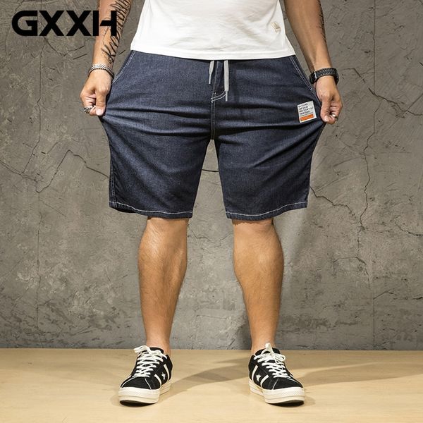 

mens shorts summer jeans short men stretch denim man shorts plus size 34~42 44 46 loose black blue homme uomo knee length jeans