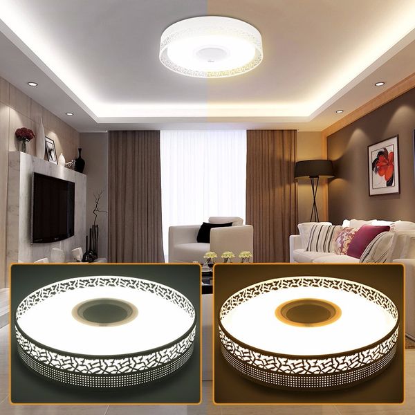 

stock in france remote control led music flush mount ceiling light bluetooth 4.0 control recessed fixture lamp