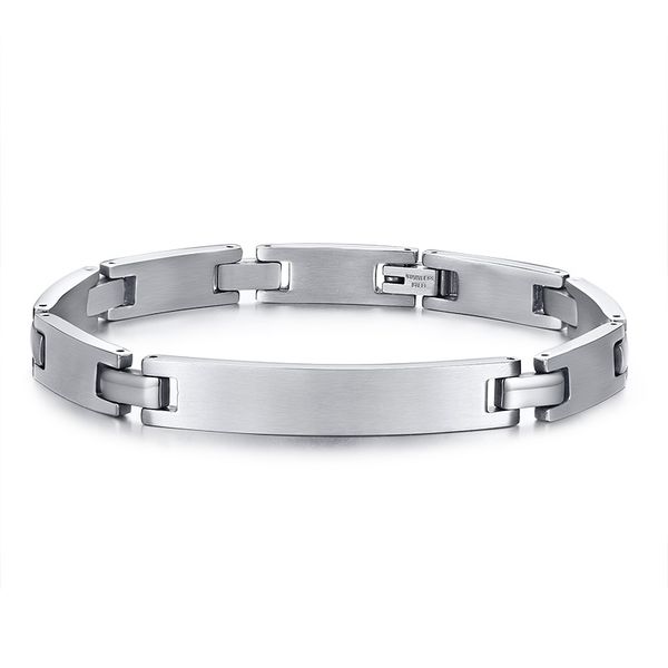 

custom simple stainless steel jewelry male bracelet for men boyfriend gift, Black
