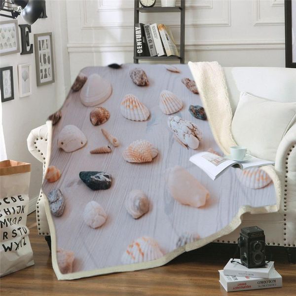 

custom soft fleece throw blanket ocean underwater starfish shell mollusk seaurchin sea horse pearl illustration ginger cinnamon