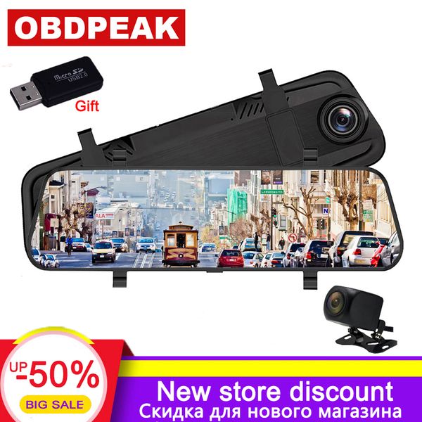 

dash cam 10" stream rearview mirror touch screen super night vision 1080p car dvr camera video recorder auto registrar dashcam