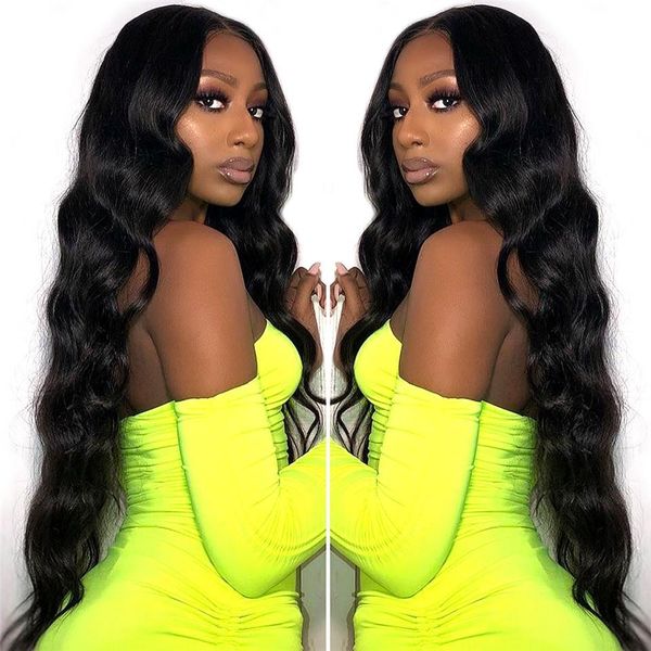 

brazilian body wave wig lace front human hair wig for women pre plucked with baby hair 4*4 lace wig non remy hair, Black