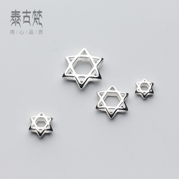 

s925 plain silver inner diameter 37mm hexagram star hollow bag bead accessories manual diy accessories wholesale s0436