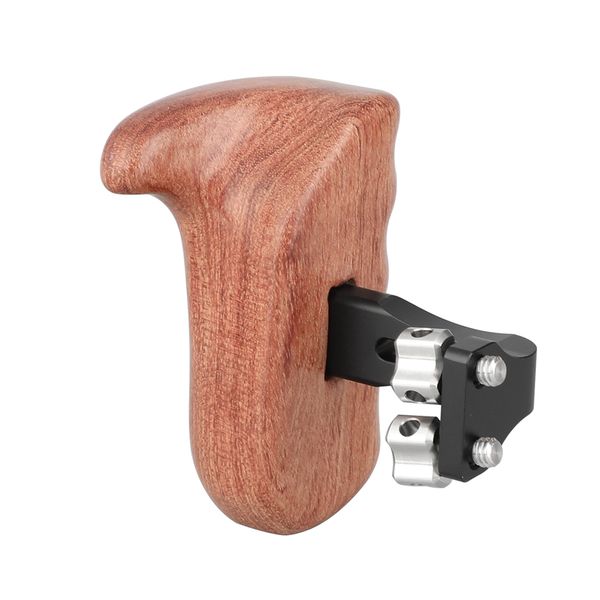 

camvate wooden handgrip with invertible 1/4" thumbscrew connection for dslr camera cage rig (left side) item code: c2221