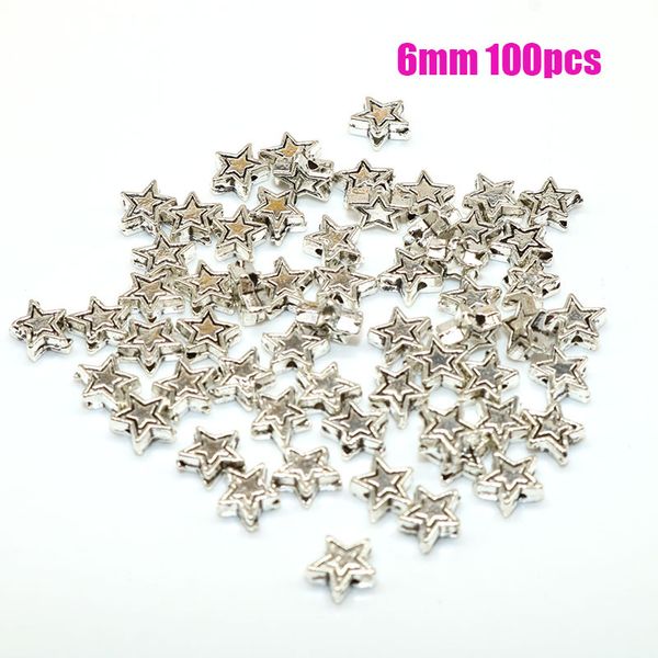 

6mm 100pcs silver plated beads needlework loose beads spacer tibetan silver handmade fit for charm jewelry making