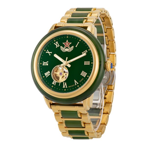 

2019 продажа прямо для синьцзян hetian jade пользовательские часы автоматические механические часы мужчина между стальной стол предпринимает, Slivery;brown