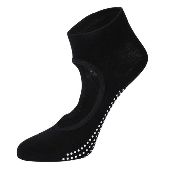 

sports socks dispensing no-slip solid color backless cotton yoga sports socks breathable comfortable cotton women, Black