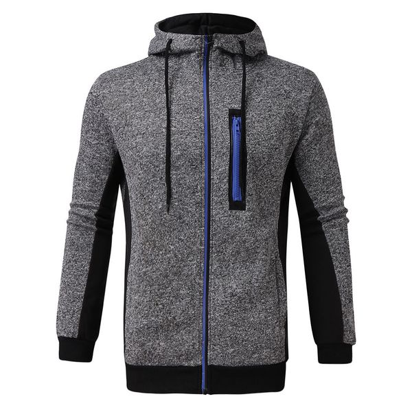 

gray red patchwork men's autumn winter zipper sportswear o-neck full sleeve pullover sport long sleeve blouse, Black