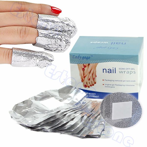 

50 x aluminium foil nail art soak-off uv gel polish remover cleaner wraps kit 29383