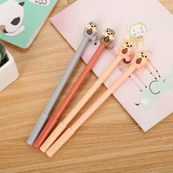 

5pcs 0.5mm black ink cute cartoon eating squirrels signature gel pen stationery office school writing supply kids neutral pens