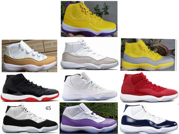 

2020 new colors 11 11s mens basketball shoes metallic silver legend blue bred gym red concord 45 midnight navy men sport sneakers size 40-47