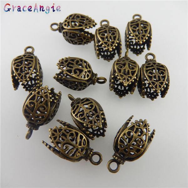 

graceangie 8pcs copper antique bronze color hollow-pattern pendant finding 17*11*11mm 05745 handmade fashion jewelry charms, Silver