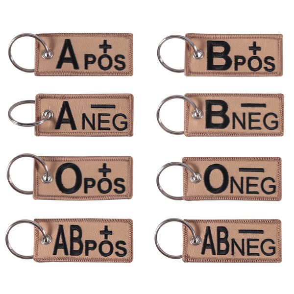 

fashion blood type keychains chapter a+b+ab+o+ front pos negative neg blood type group tactical military emergency keychain, Silver
