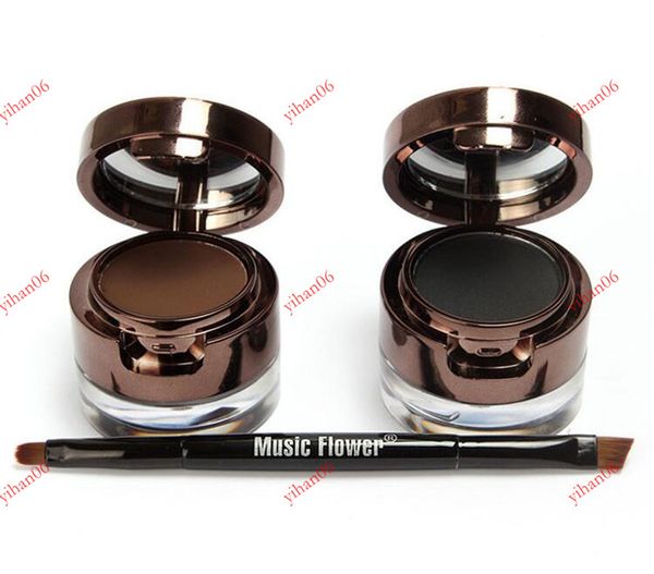 

dropshipping music flower brand 2 in 1 gel eyeliner & eyebrow powder makeup palette waterproof black brown natural eye liner cosmetics set