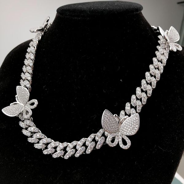

hip hop jewelry cuban link chain butterfly chain, Silver