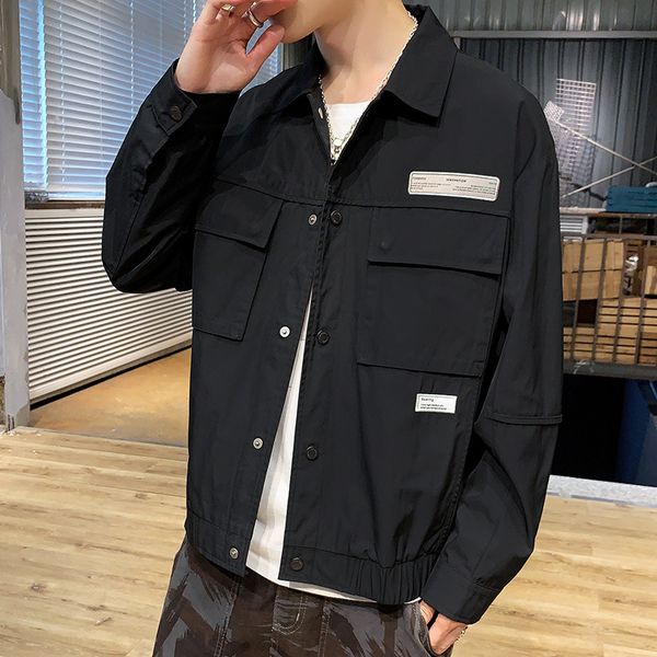 

2019 autumn new style workwear loose casual men's wear jacket men's coat korean-style trend fold-down collar jacket, Black;brown
