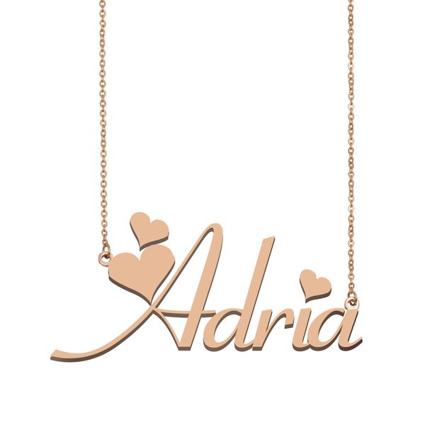 

adria name necklace pendant for women girls birthday gift custom nameplate children friends jewelry 18k gold plated stainless steel, Silver
