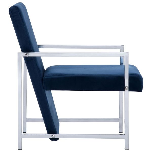 

armchair with blue chromed feet in velvet patio benches
