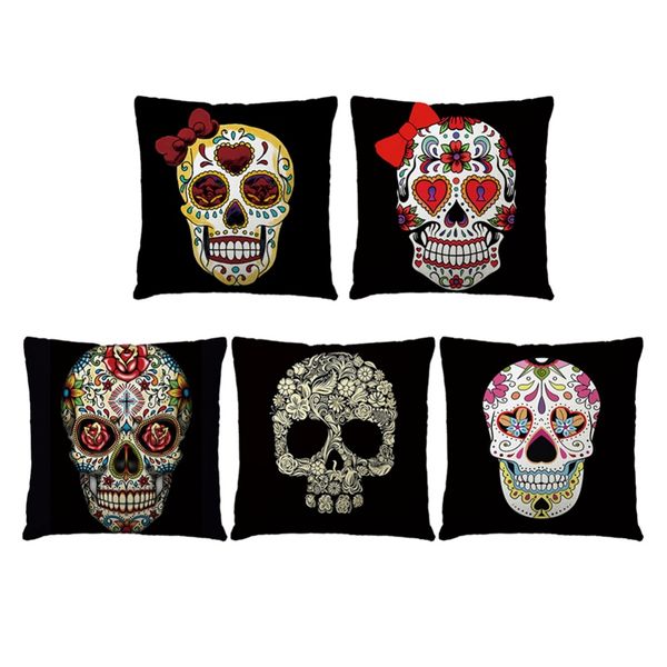 

morden 45x45cm halloween sugar skull cushion cover mexican skeleton home decorative pillow case sofa throw pillow cover