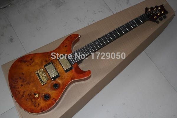

China factory cu tom new burl pattern 6 tring natural wood p r electric guitar 51