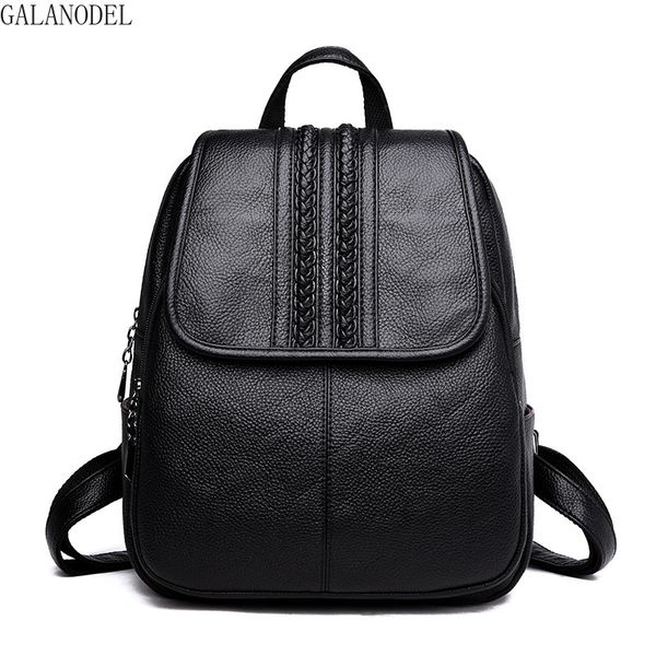 

soft vintage fashion backpack female bag leather backpack women school bags for teenage girls sac a dos femme