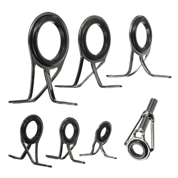 

sews-7pcs/set fishing rod guides tip fish 5-18mm dia pole repair kit line rings eyes set
