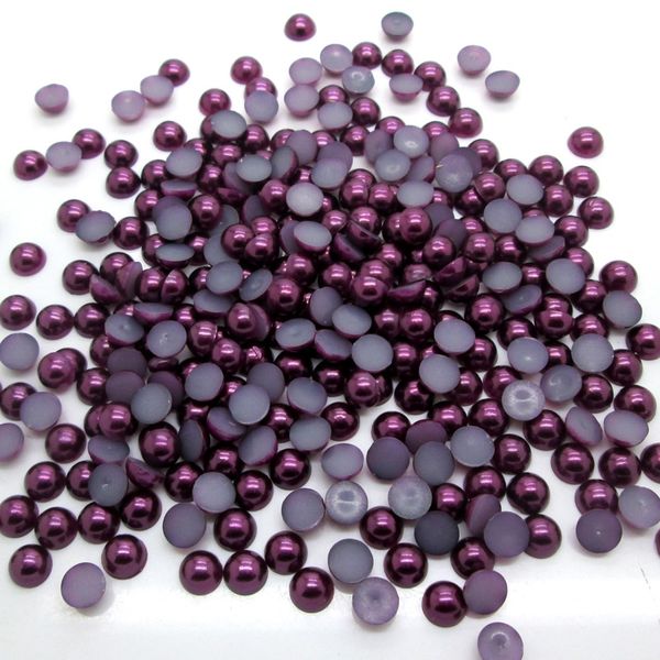 

3000pcs 4mm dark purple half roud pearl beads flatback scrapbook craft cabochon kawaii diy embellishments accessories