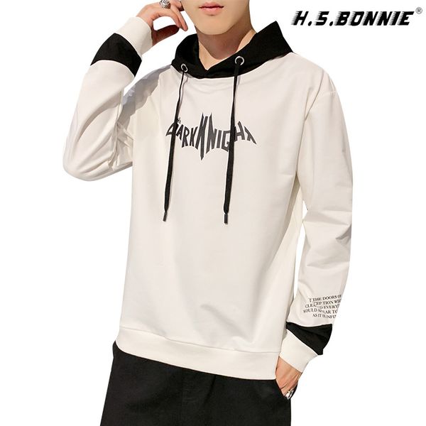 

hoodies for mens 2019 autumn nice style male sweatshirt patchwork headwear hip hop casual loog sleeve streetwear hoodie, Black