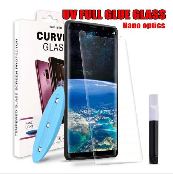 

УФ закаленное стекло протектор экрана для Samsung Примечание 8 9 Galaxy S6 s7edge S8 S9 УФ жидкий клей протектор экрана Стекло