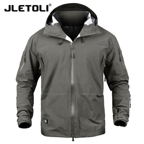 

jletoli waterproof jacket windbreaker winter outdoor hiking jacket men women coat windproof hard shell tactics clothes, Blue;black