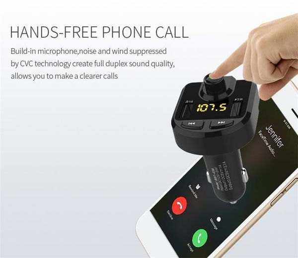 

fm bt36 bluetooth handsmp3 audio player fm transmitter with 3.1a quick charger dual usb voltage led display tf card music