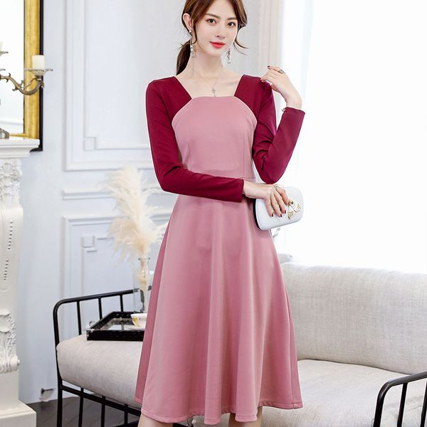 

spring plus size dress women 2019 slim long sleeve dress women fashionable casual office lady dresses ladies fitted dresses, Black;gray