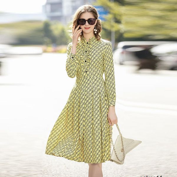 

женские продвижении дизайнер печатной сезон платье тонкий похудения раффлед с длинным рукавом качели юбки z8fw, Black;gray