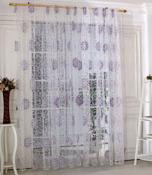 

leaf flower tulle light transmission window curtain voile drape sheer scarf valances curtains for the living room