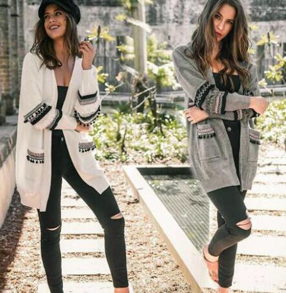 

оптовая осень женские трикотаж роскошный дизайнер с длинным рукавом свитер для женщин мода марка кардиган леди свитер пальто s-3xl доступны, White