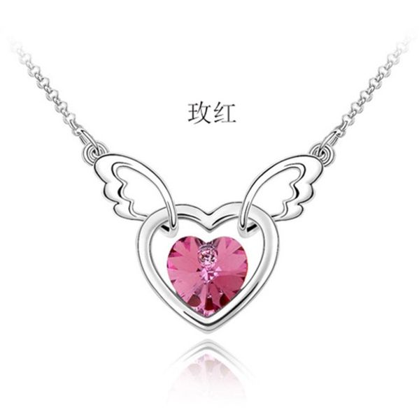 

10 color necklace female pendant crystal from swarovskis korean mermaid tears water drops natural white crystal chain clavings, Silver