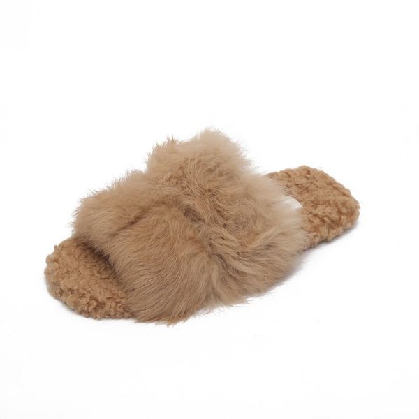 

2018 casual leisure soft comfy fluffy slides for women flat solid fur slippers winter open toe warm house shoes, Black