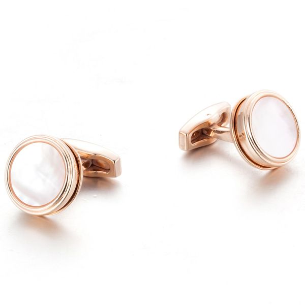 

drop shipping vagula plated rose gold cufflinks wedding groom cuff links natural mother pearl cuffs 51926, Silver;golden