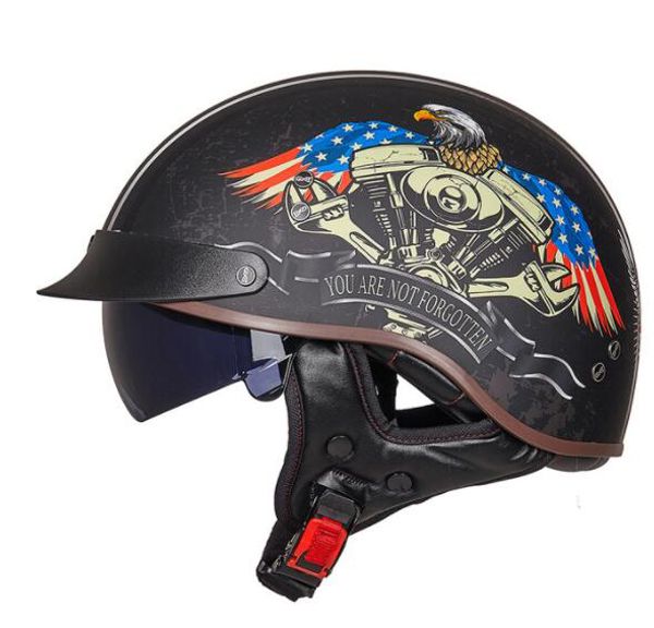 

new retro vintage motorcycle helmet moto helmet open face scooter biker motorbike racing riding with dot certification