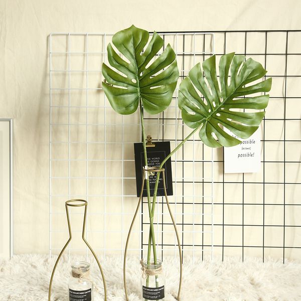 

1pc artificial tropical monstera palm leaves green plant turtle back leaves home party office store decorations