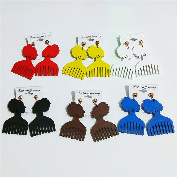 

Преувеличенный африканский узор геометрический гребень деревянные серьги Модны